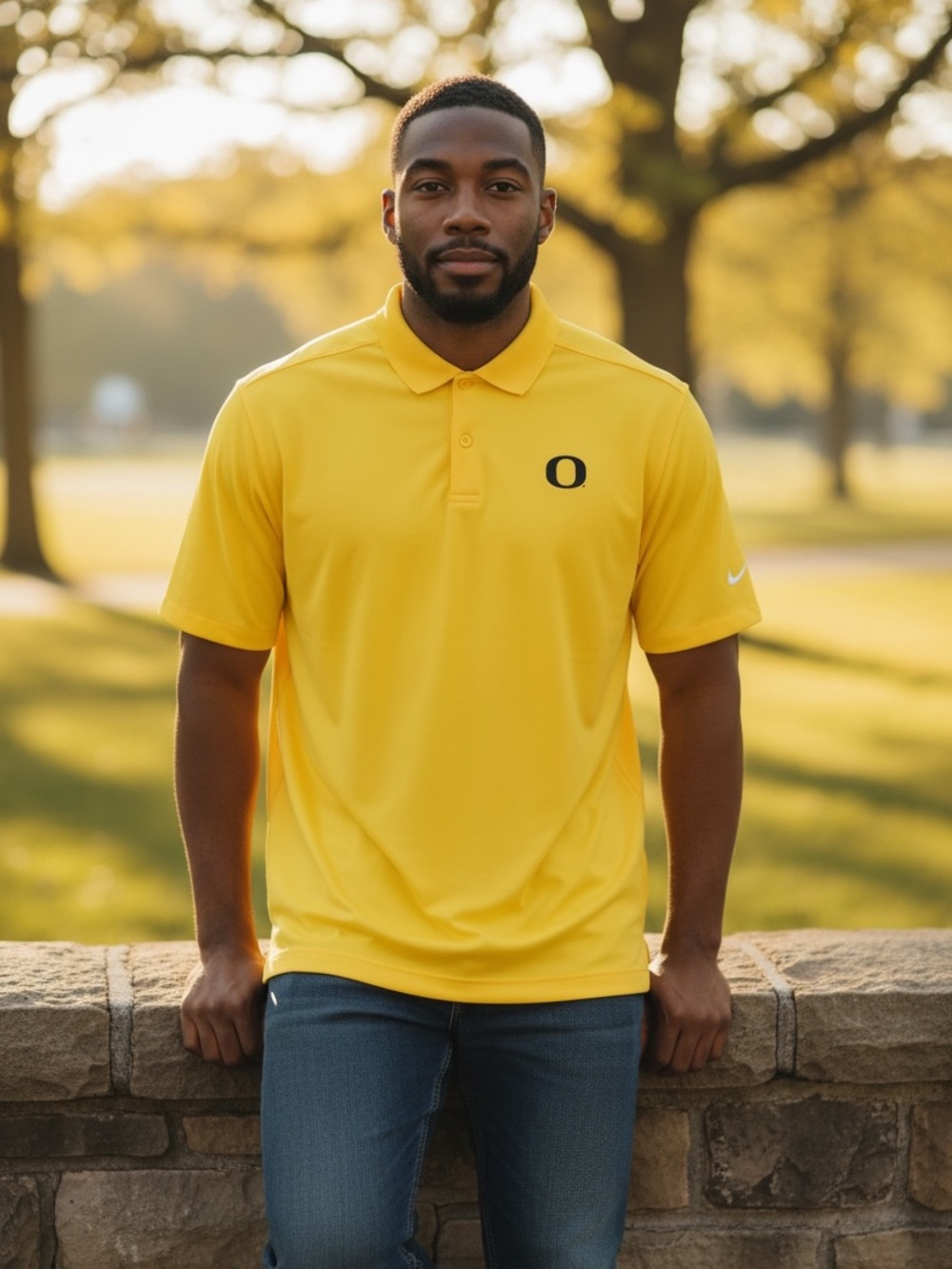 Nike Yellow Men's Oregon Ducks Polo Large L